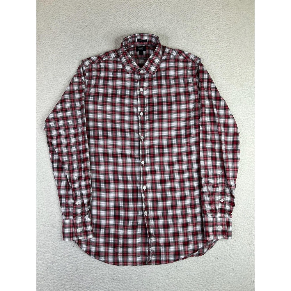 J.Crew‎ Ludlow Shirt Mens Medium Red Plaid 120s 2-Ply Cotton Dress LS Button Up